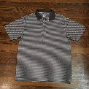 Men's Striped Gray Snake Eyes Dry-18 Short Sleeve Polyester Polo Shirt sz M